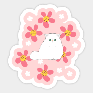 Persian Kitten and Flowers Sticker